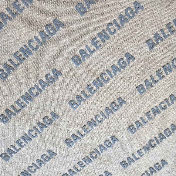 Balenciaga UNISEX Beige S M 2 4 Cashmere Reflector 3M Mini All Over Logo Sweater - Picture 4 of 11